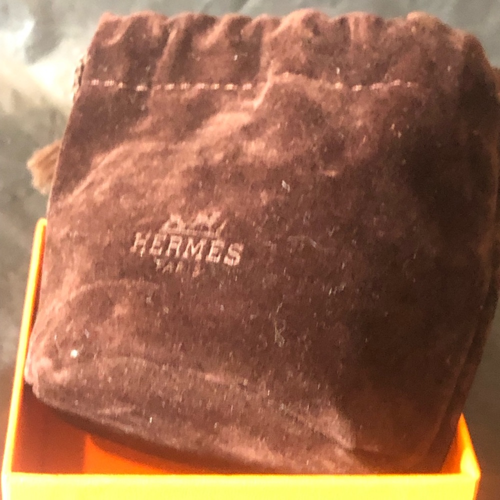 Hermes Wide cuff bangle bracelet white enamel & palladium, box and pouch PM - Picture 7 of 7